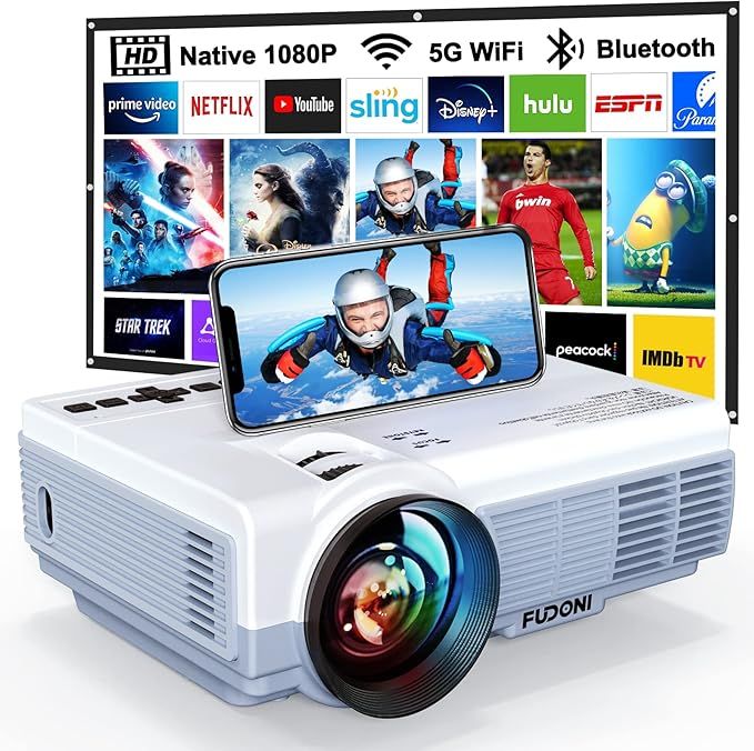 Amazon.com: Projector with WiFi and Bluetooth, 5G WiFi Native 1080P 9500L 4K Supported, FUDONI Po... | Amazon (US)