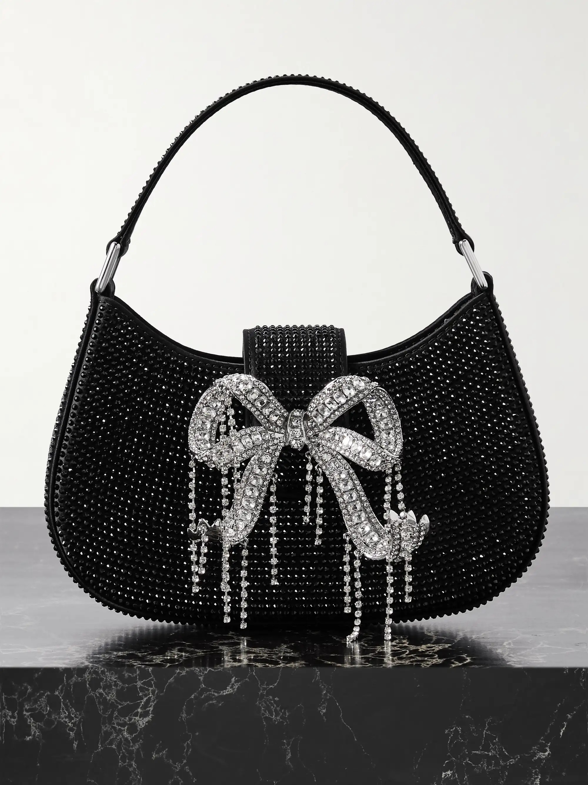 Crescent mini crystal-embellished faux leather shoulder bag | NET-A-PORTER (UK & EU)