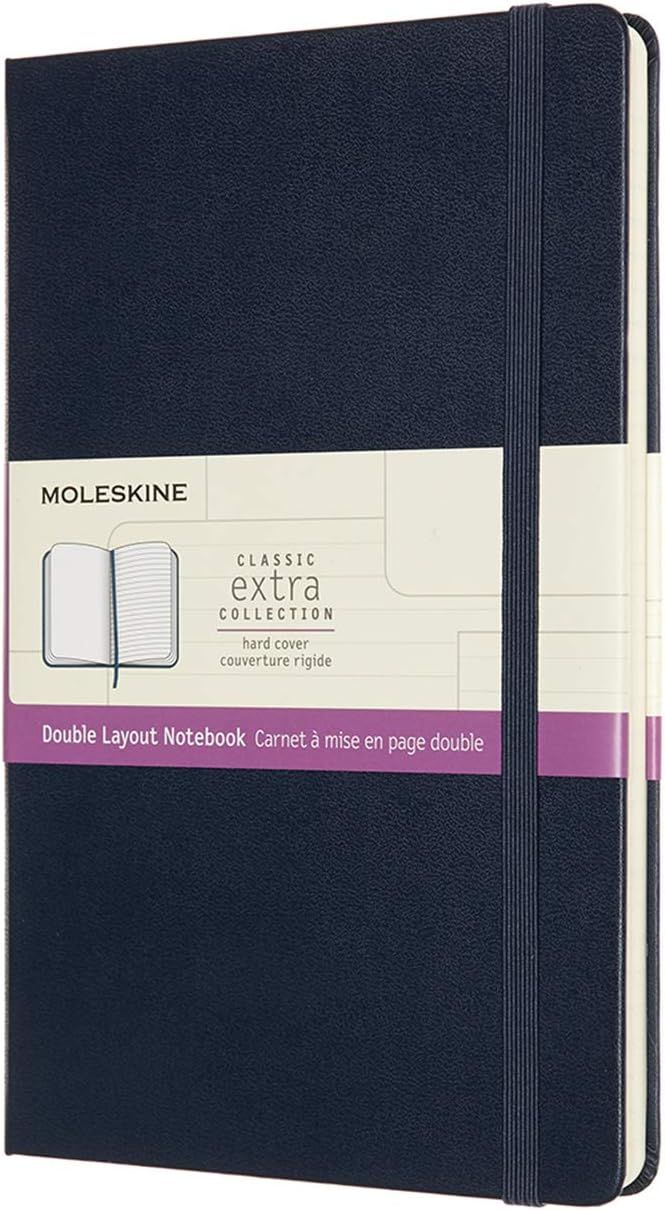 Moleskine Classic Notebook, Hard Cover, Large (5" x 8.25") Double Layout, Ruled/Plain, Sapphire B... | Amazon (US)