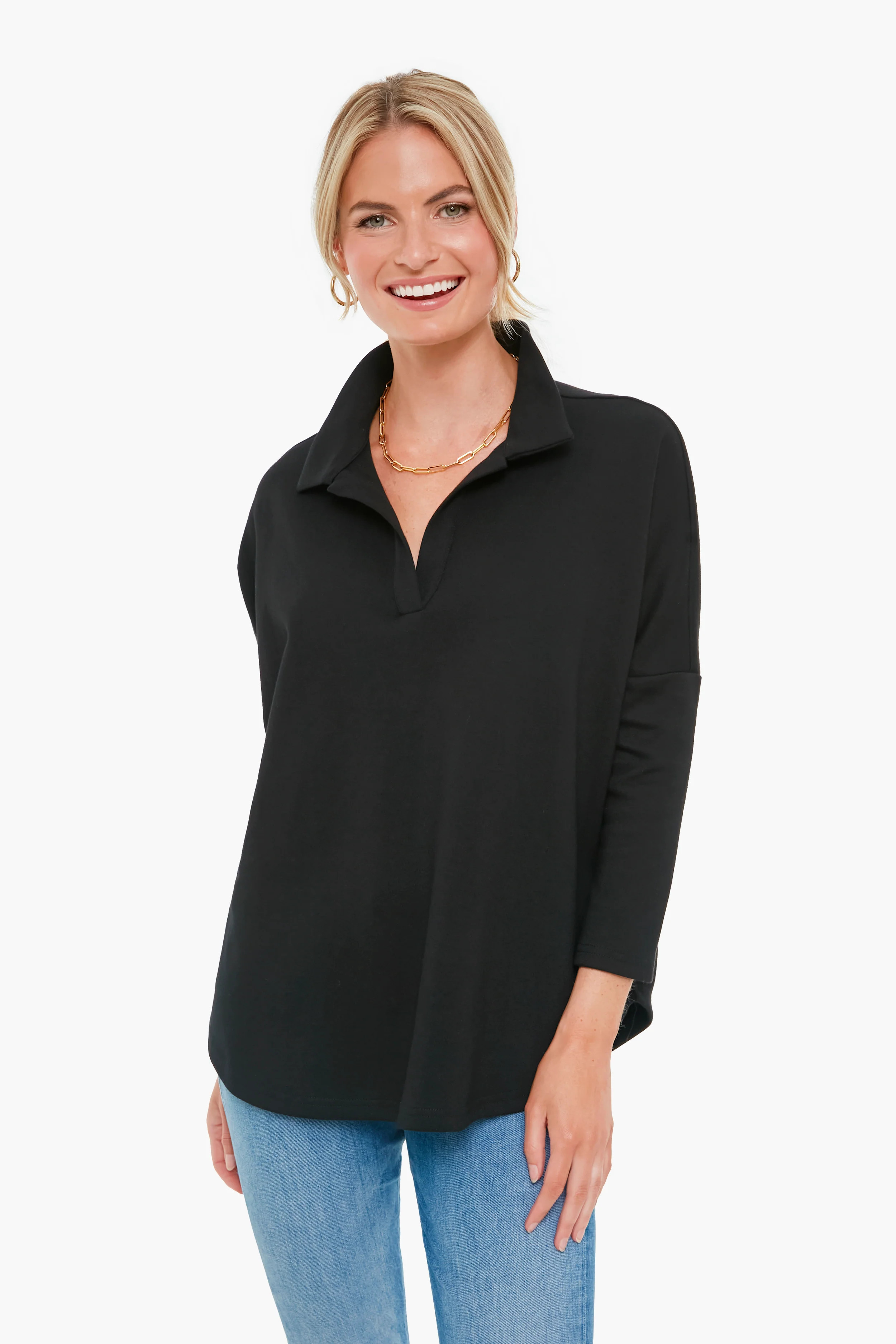 White Easy Polo Swing Sweatshirt | Tuckernuck (US)