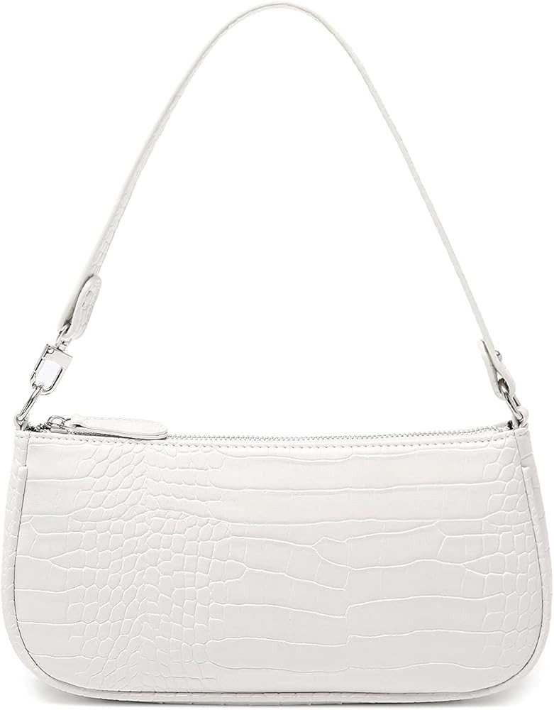 HROECHY Shoulder Bags for Women Small White Purse Y2K Handbag Crocodile Pattern Clutch 90s Purses | Amazon (US)