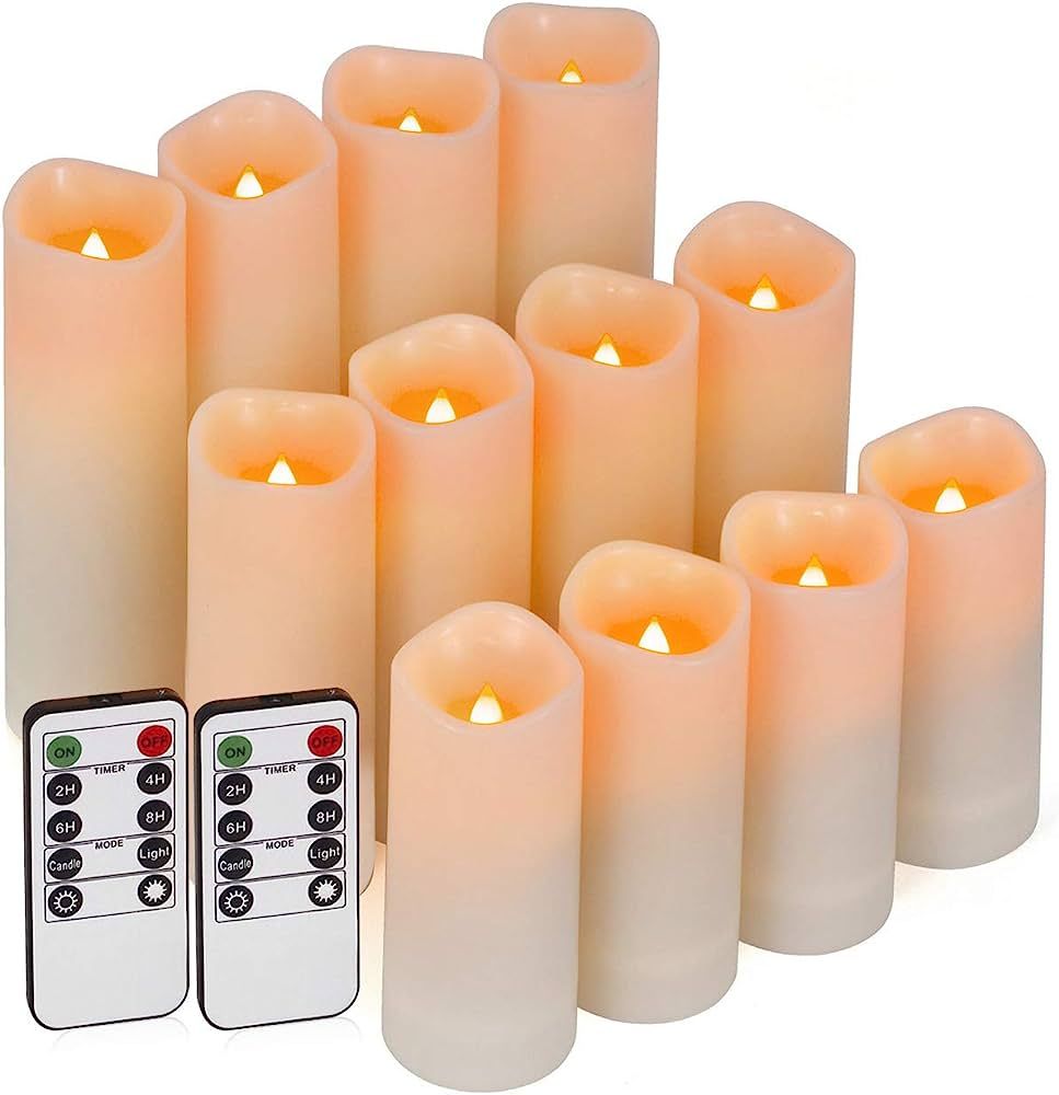 Enido Flameless Waterproof Led Candles, Battery Operated with 10-Key Remotes and Cycling 24 Hours... | Amazon (US)