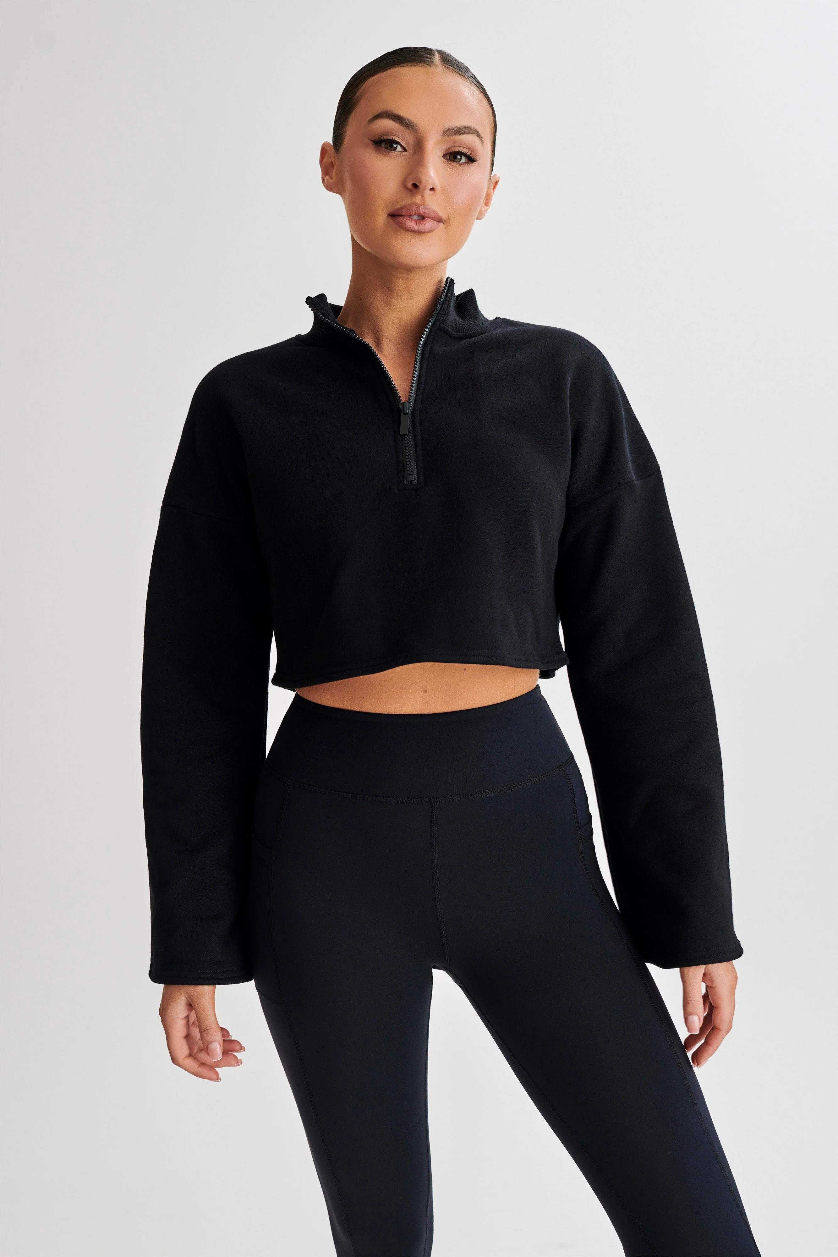 Dempsey Zip Flared Jumper - Black | MESHKI US