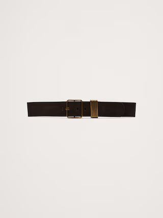 Leather Square-Buckle Waist Belt with 6 Bars | Banana Republic (US)