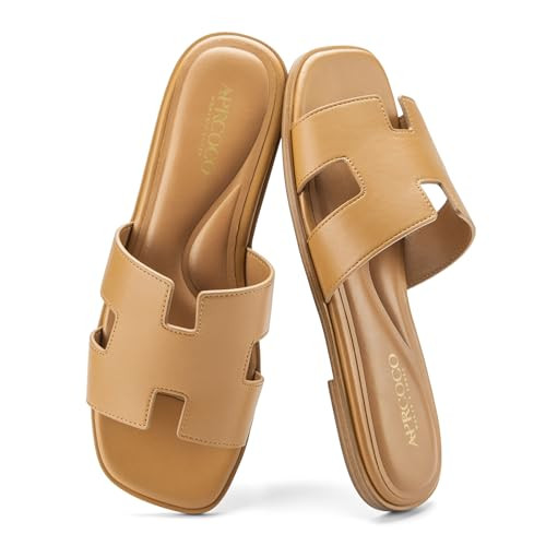 AprCoco Women's Flat Sandals Dressy Classic H-Band Flats Sandals Summer Beach Vacations Slide San... | Amazon (US)
