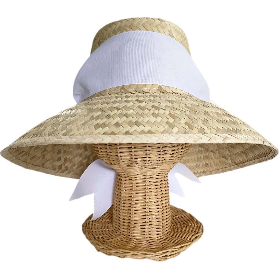 Women's Amaryllis Wide & Short Brim Grosgrain Ribbon Sun Hat, White | Maisonette