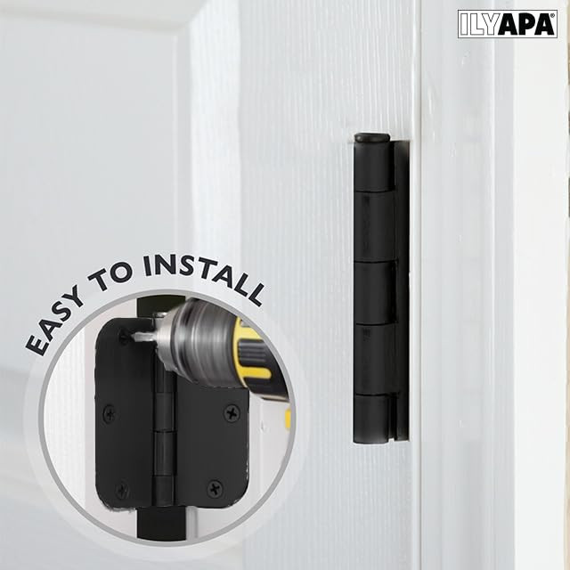 Amazon Basics Rounded 3.5 Inch x 3.5 Inch Door Hinges, 18 Pack, Matte Black | Amazon (US)