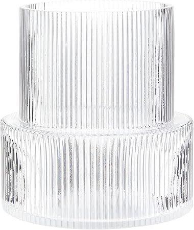 YANWE1 Clear Glass Vase, Ribbed Vase, Fluted Glass Vase, Flower Vase, Modern Vase for Centerpiece... | Amazon (US)