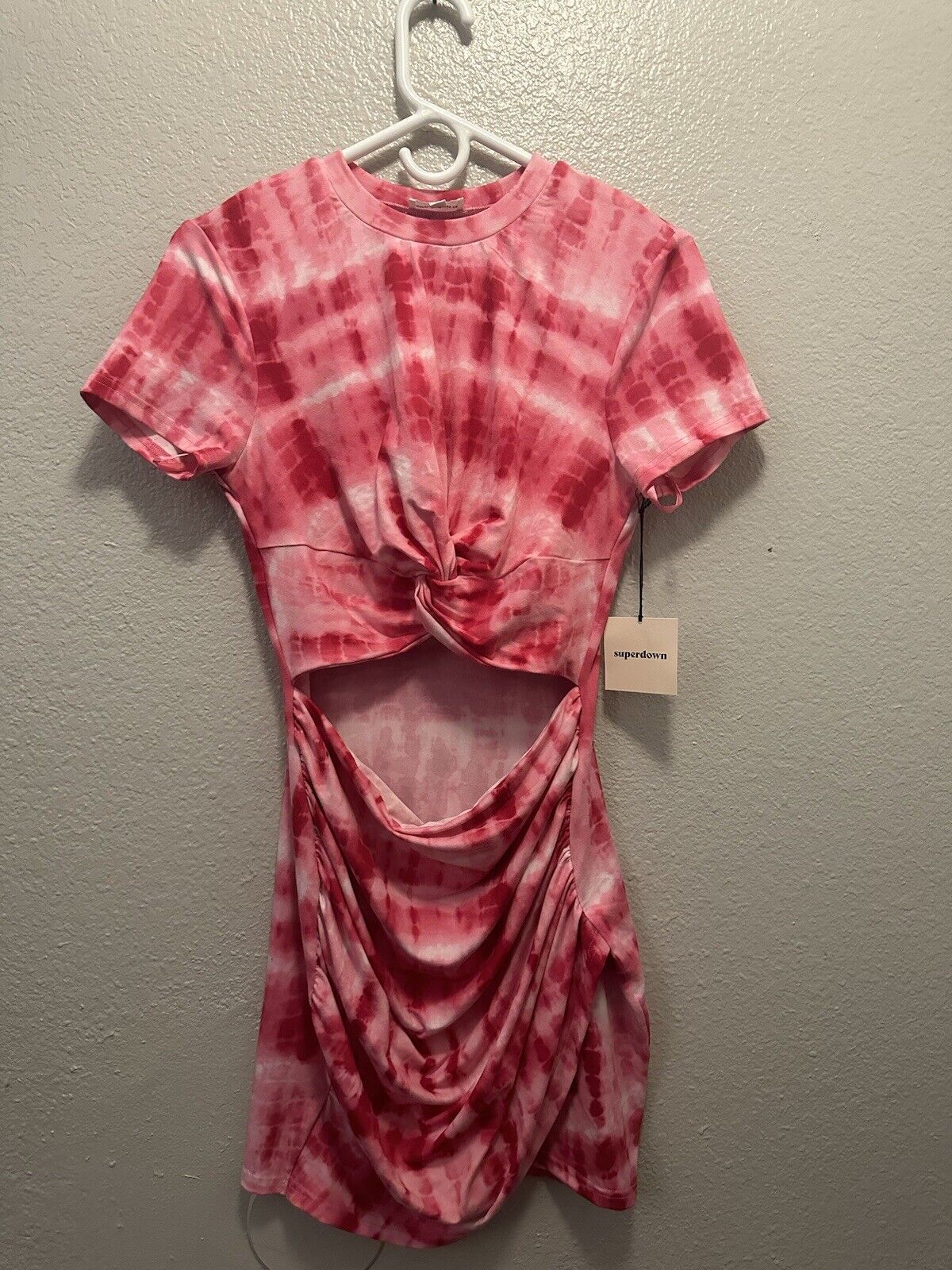 Superdown Revolve Maureen Jersey Cut Out T-Shirt Mini Dress Pink Tye Dye Medium  | eBay | eBay US