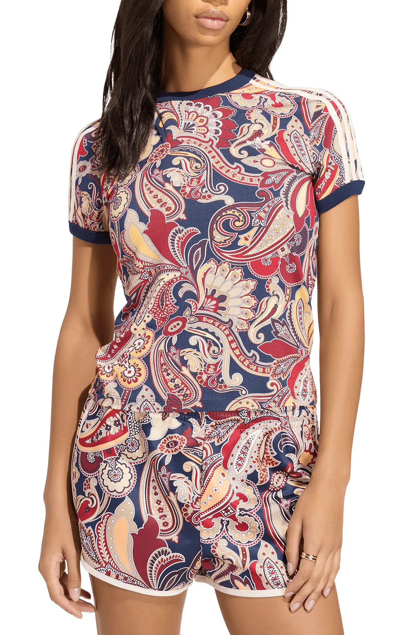 adidas Originals 3-Stripes Paisley Slim Fit T-Shirt (Women) | Nordstrom | Nordstrom
