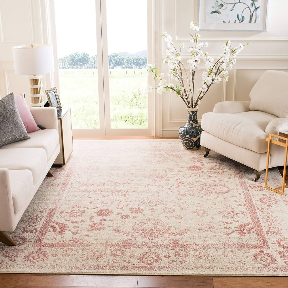 SAFAVIEH Adirondack Collection Area Rug - 6' x 9', Ivory & Rose, Oriental Distressed Design, Non-... | Amazon (US)