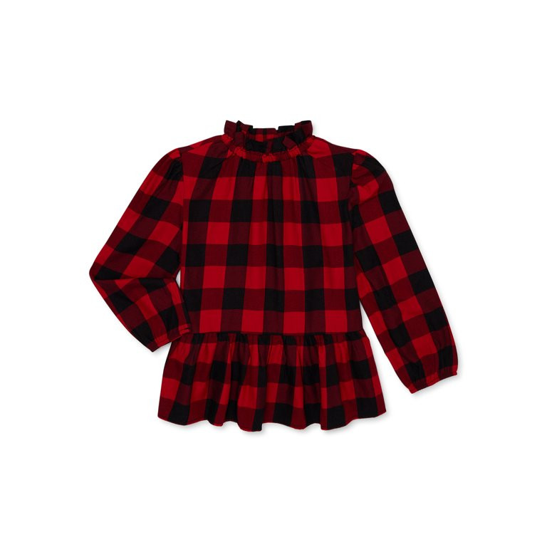 Wonder Nation Girls Long Sleeve Peplum Hem Top, Sizes 4-18 & Plus | Walmart (US)