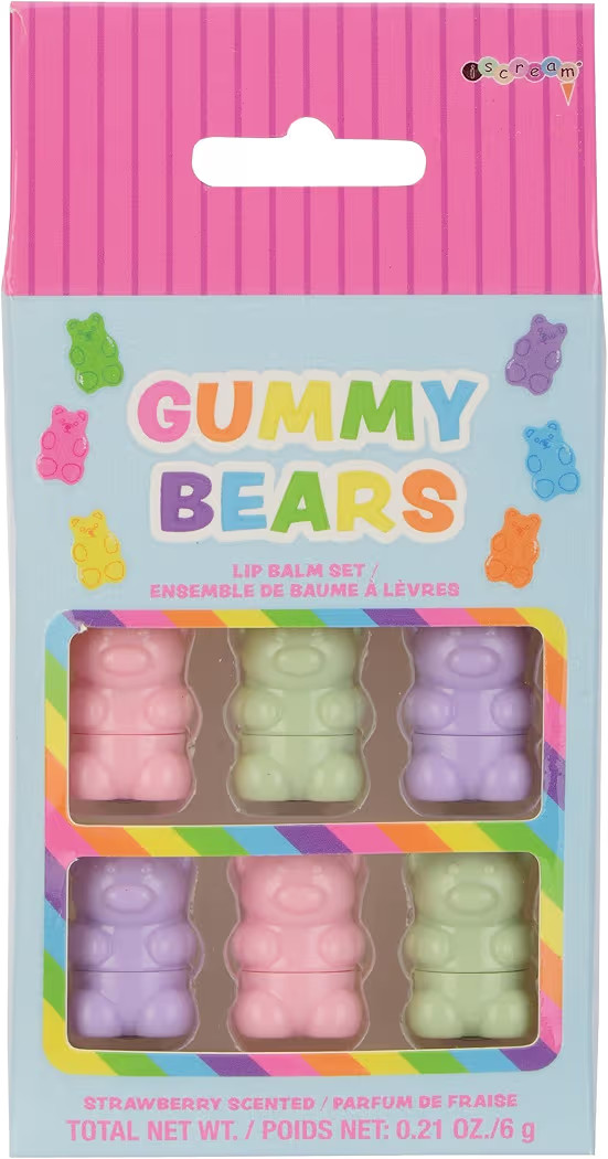 iscream 6-Piece Mini Gummi Bears Shaped Strawberry Scented Lip Balm Set | Amazon (US)