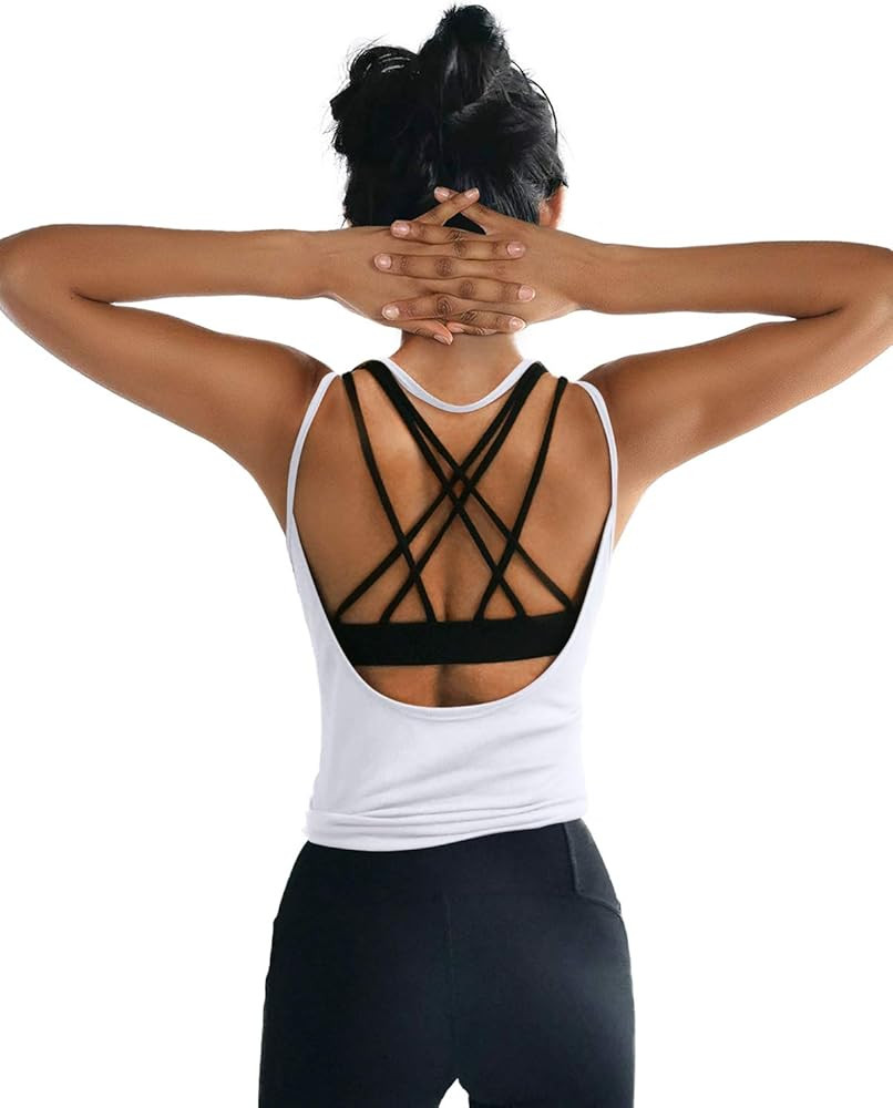 OYANUS Womens Summer Workout Tops Sexy Backless Yoga Shirts Open Back Activewear Running Sports G... | Amazon (US)