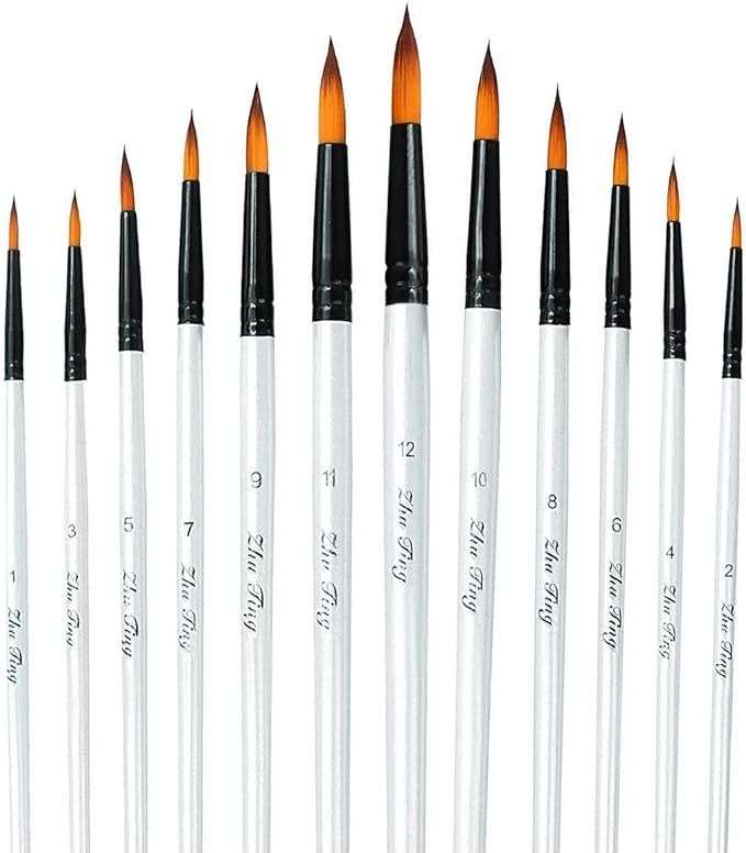 Acrylic Paint Brushes Set, 12pcs Professional Round-Pointed Tip Artist Paintbrushes for Acrylic W... | Amazon (US)