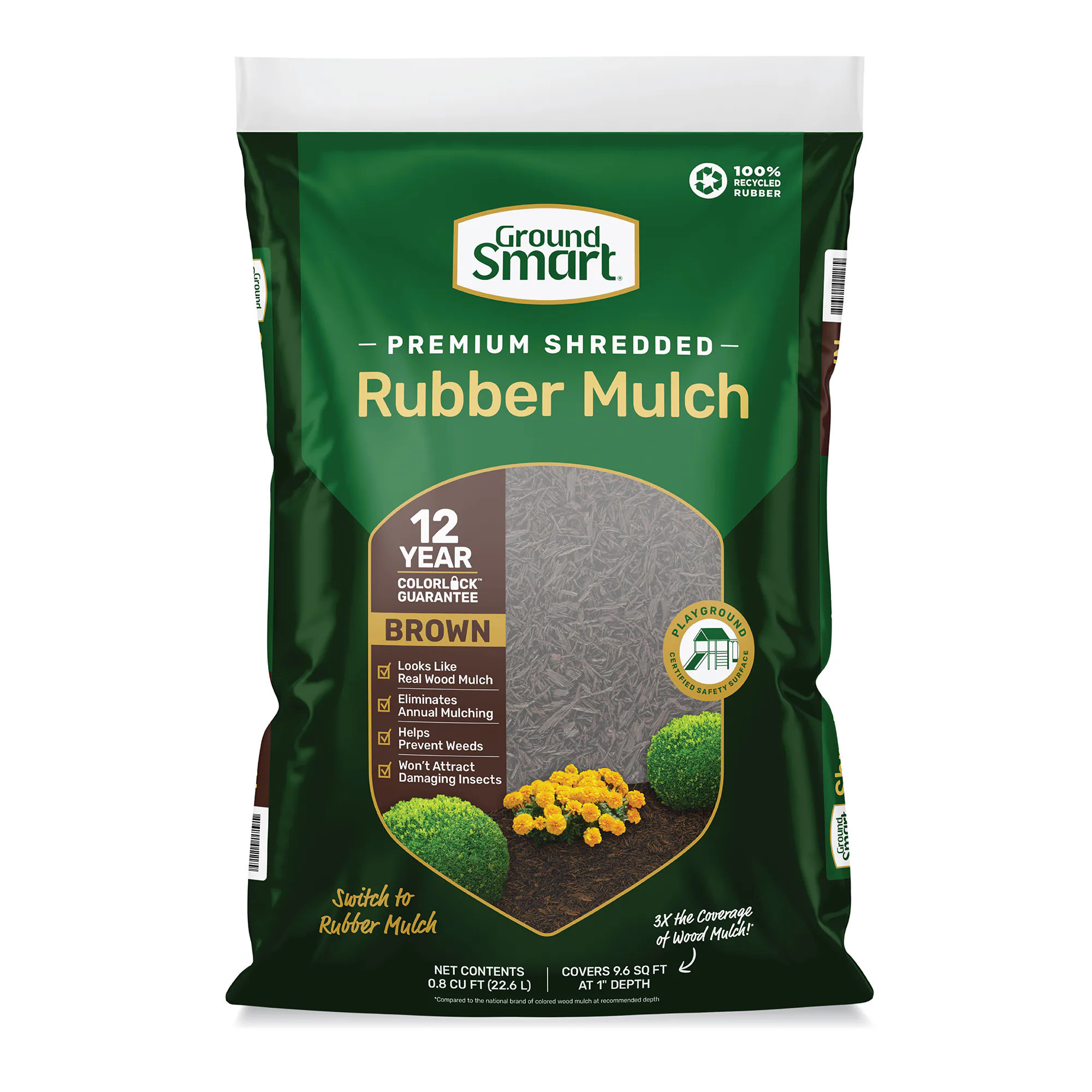 GroundSmart Premium Shredded Rubber Mulch 0.8-cu ft Brown Rubber Mulch | GSBF08BN96 | Lowe's
