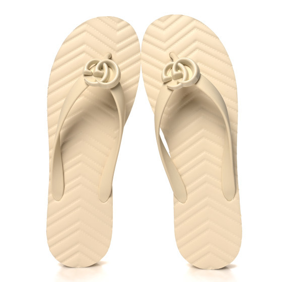 Rubber Chevron Womens GG Thong Sandals 41 Mystic White | FASHIONPHILE (US)
