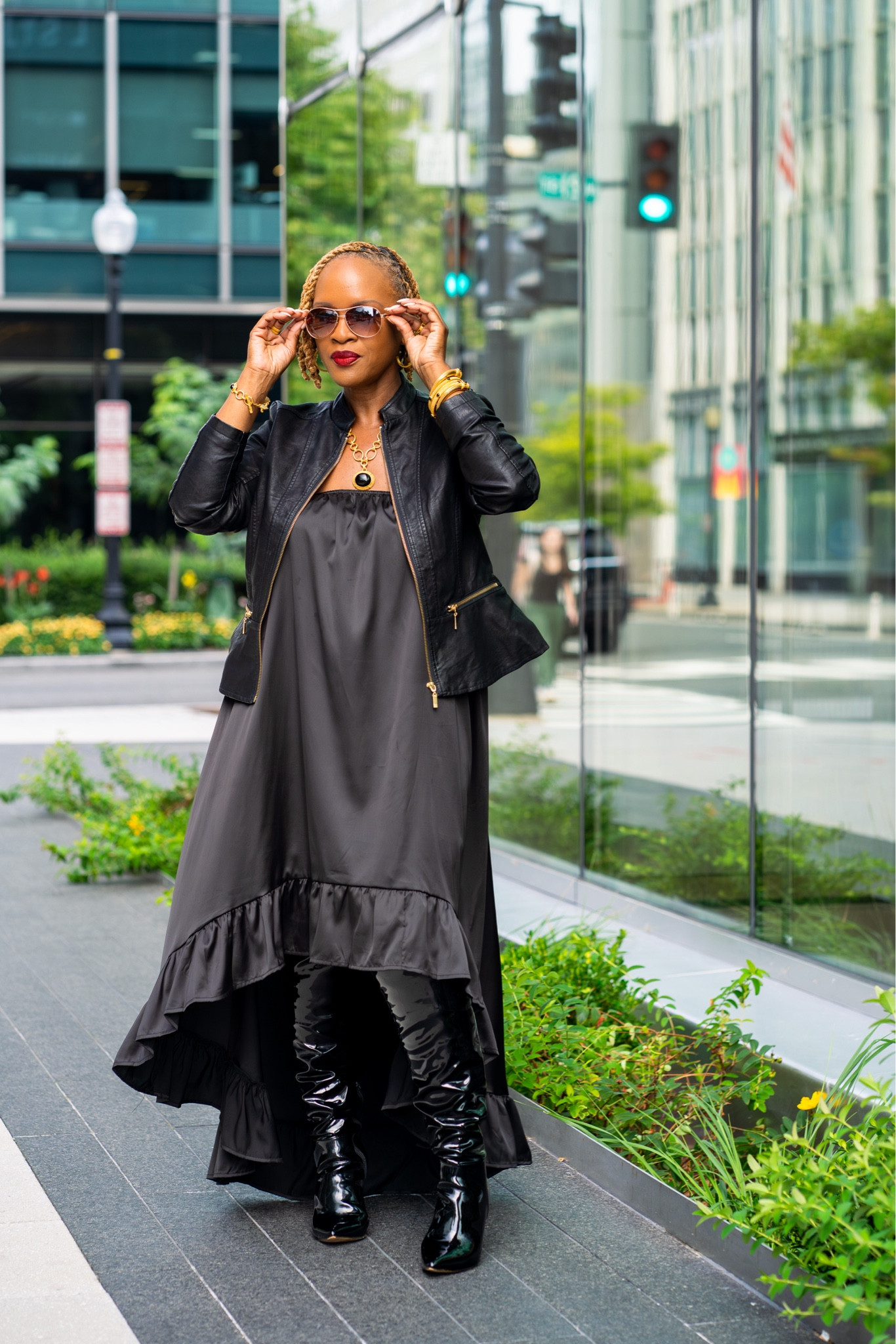 All Black Fall Dress and Blazer with over the knee boots and Julie Vos black jewelry for a chic fall look

#LTKStyleTip #LTKShoeCrush #LTKParties