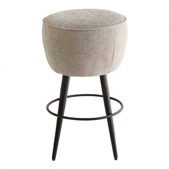Round Taupe Backless Sonoma Upholstered Counter Stool | World Market