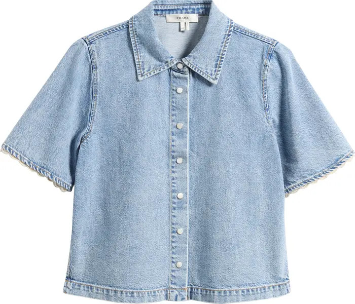 FRAME Denim Crochet Trim Button-Up Top | Nordstrom | Nordstrom