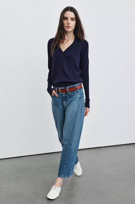 ZW COLLECTION ANKLE RELAXED FIT MID-WAIST JEANS | Zara UK
