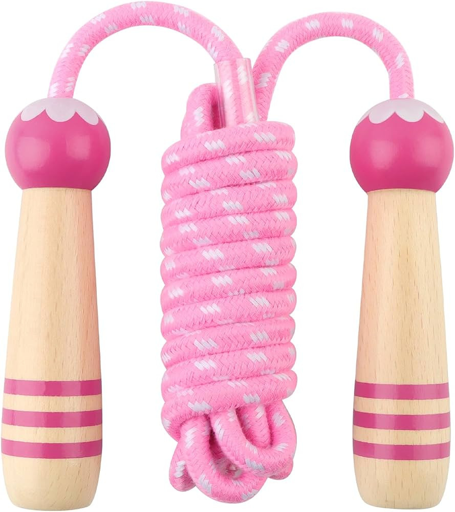 Jump Rope for Kids, Lorvain Adjustable Skipping Rope, Kids Jump Ropes with Wooden Handle for Girl... | Amazon (US)