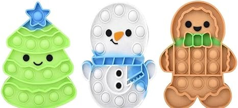 Christmas Glitter Bubble Popper Set - 3 Pc - 6 Inches Gingerbread Christmas Tree and Snowman | St... | Amazon (US)