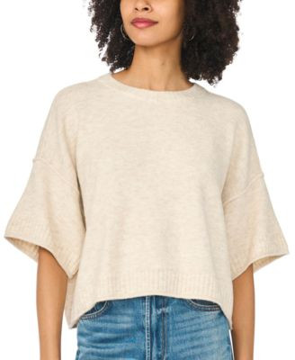 Vince Camuto Women's Elbow-Length Exposed Seam Crewneck Sweater - Malted | Macy's