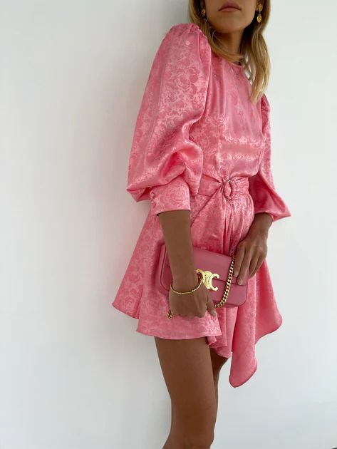 Loreli Asymmetric Jacquard Dress | Pink | Vita Grace