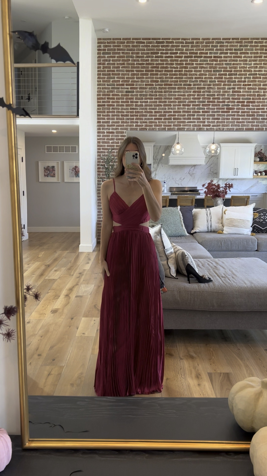 Got the Glam Wine Red Pleated Cutout Maxi Dress