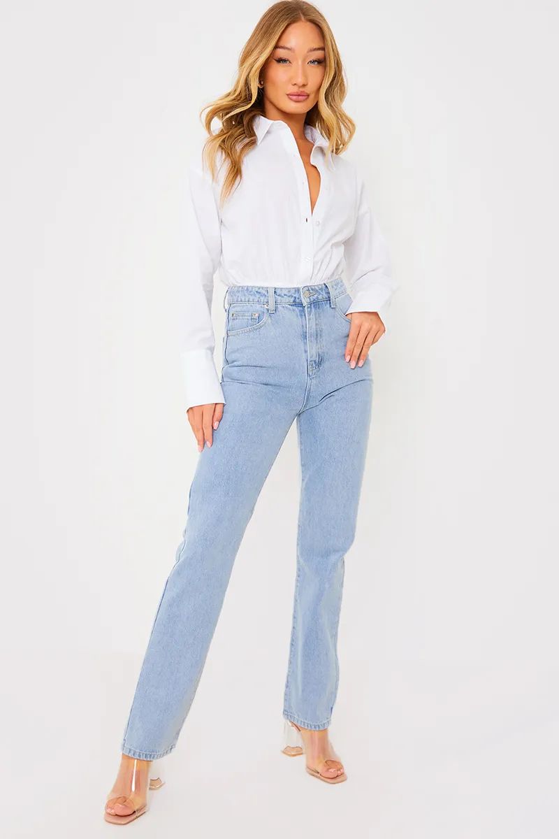 Light Wash Straight Leg Jeans | In The Style (UK)