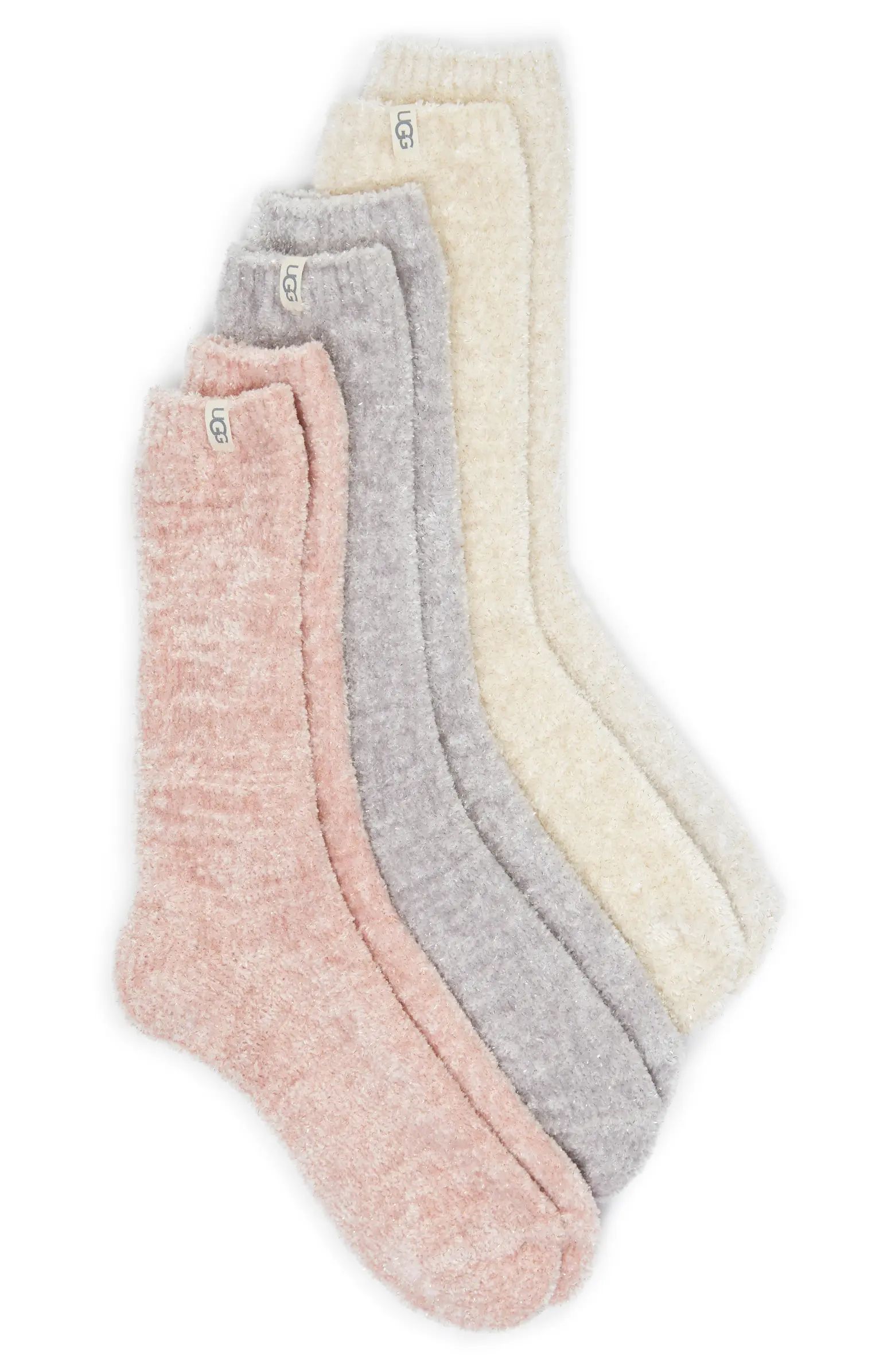 UGG® Leda Assorted 3-Pack Sparkle Crew Socks | Nordstrom | Nordstrom