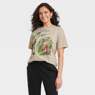 Women's Coffee Plant Short Sleeve Graphic T-Shirt - Tan | Target