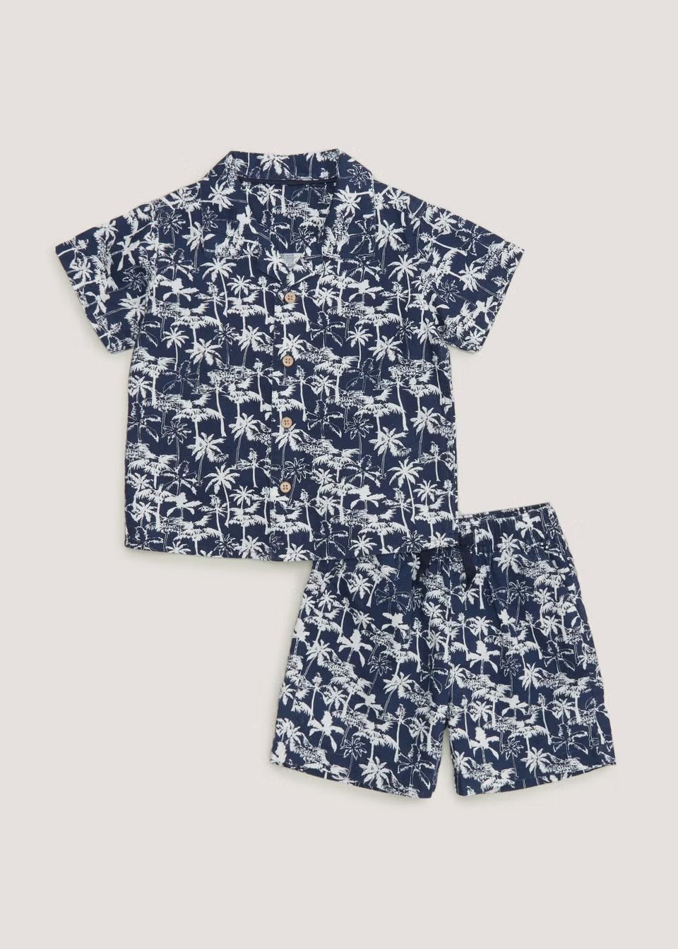 Boys Navy Palm Woven Shirt & Shorts Set (9mths-6yrs) | Matalan (UK)
