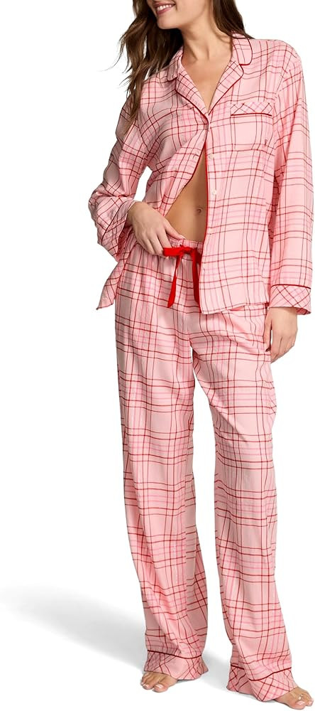 Victoria's Secret Flannel Pajama Set, Long Sleeve Button Down Shirt & Pants, Sleepwear for Women ... | Amazon (US)