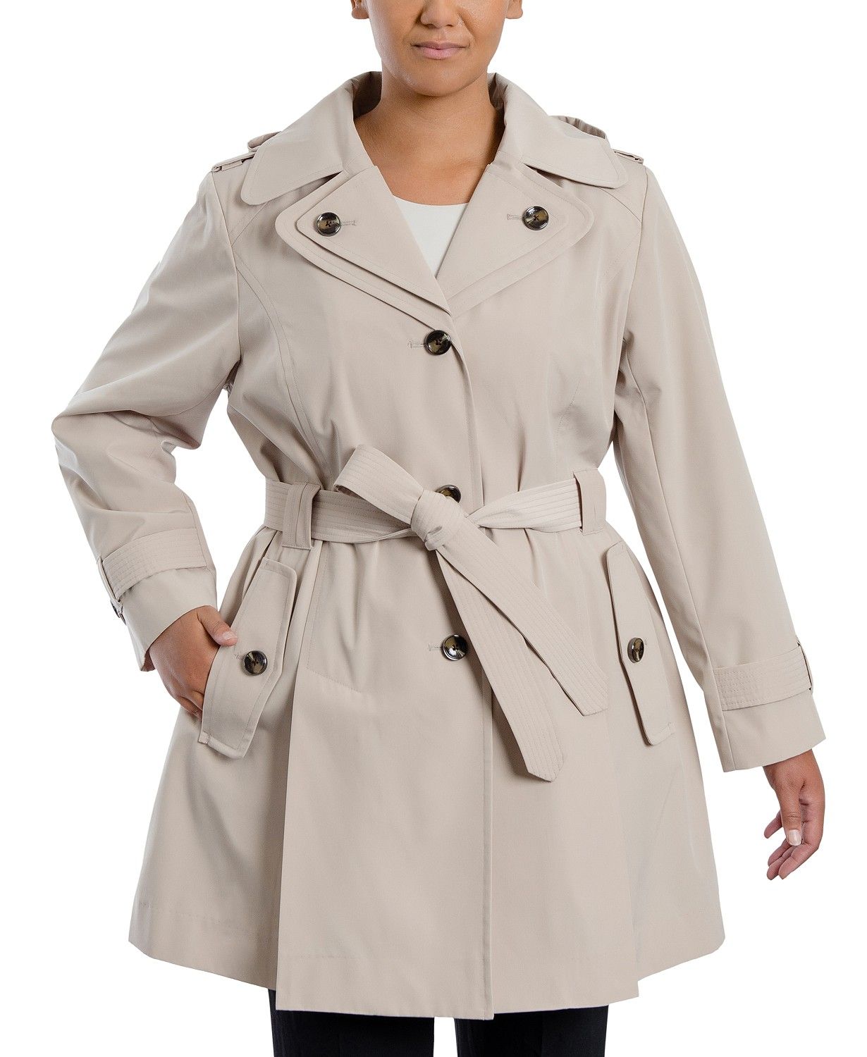 London Fog Women's Plus Size Hooded Belted Coat & Reviews - Coats & Jackets - Women - Macy's | Macys (US)