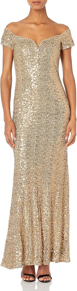 Badgley Mischka Women's Off The Shoulder Stretch Sequin Gown | Amazon (US)