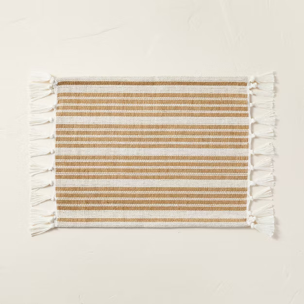 Stitch Stripe Jute & Cotton Blend Placemat Natural/Sour Cream - Hearth & Hand™ with Magnolia | Target