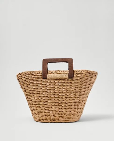 Strawberry Lined Straw Tote Bag | Ann Taylor (US)