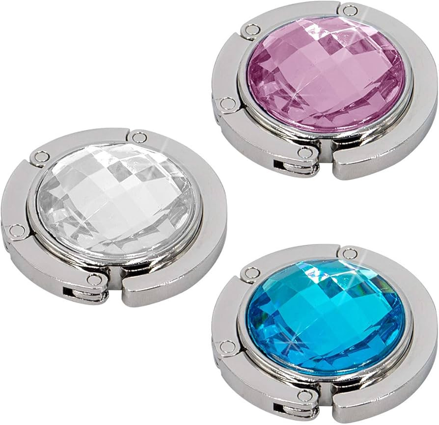 TANOSII Foldable Purse Hook Floding Handbag Hanger Rhinestone Bag Holder for Table Desk 3 PCS Whi... | Amazon (US)