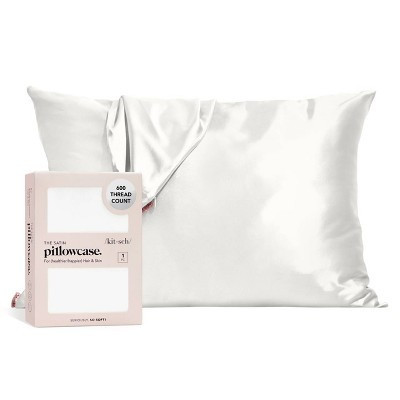 Kitsch Queen Size Thread Count "600" Satin Standard Pillowcase - Ivory | Target