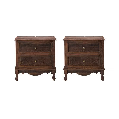 Set of 2 Galatea 24" Tall 2 - Drawer nightstand with Two Drawers | KARAT HOME-WALNUT | Target