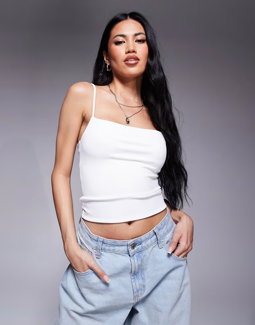 ASOS DESIGN Sculpting cropped cami top in white | ASOS (Global)
