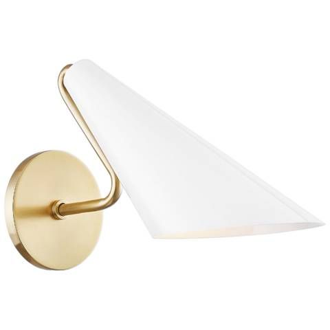 Mitzi Talia 5" Wide Aged Brass/dove Gray Combo 1 Light Wall Sconce - #82T86 | Lamps Plus | Lamps Plus