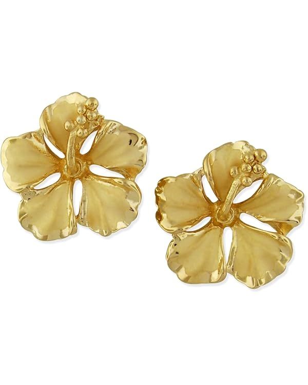 Sterling Silver 1/2 Inch Hibiscus Stud Earrings | Amazon (US)