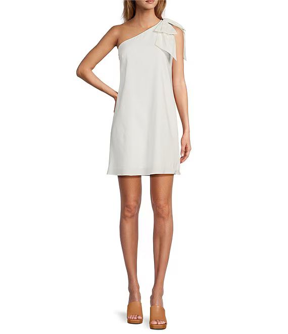 Charlie Linen Blend One Shoulder Shift Dress | Dillard's