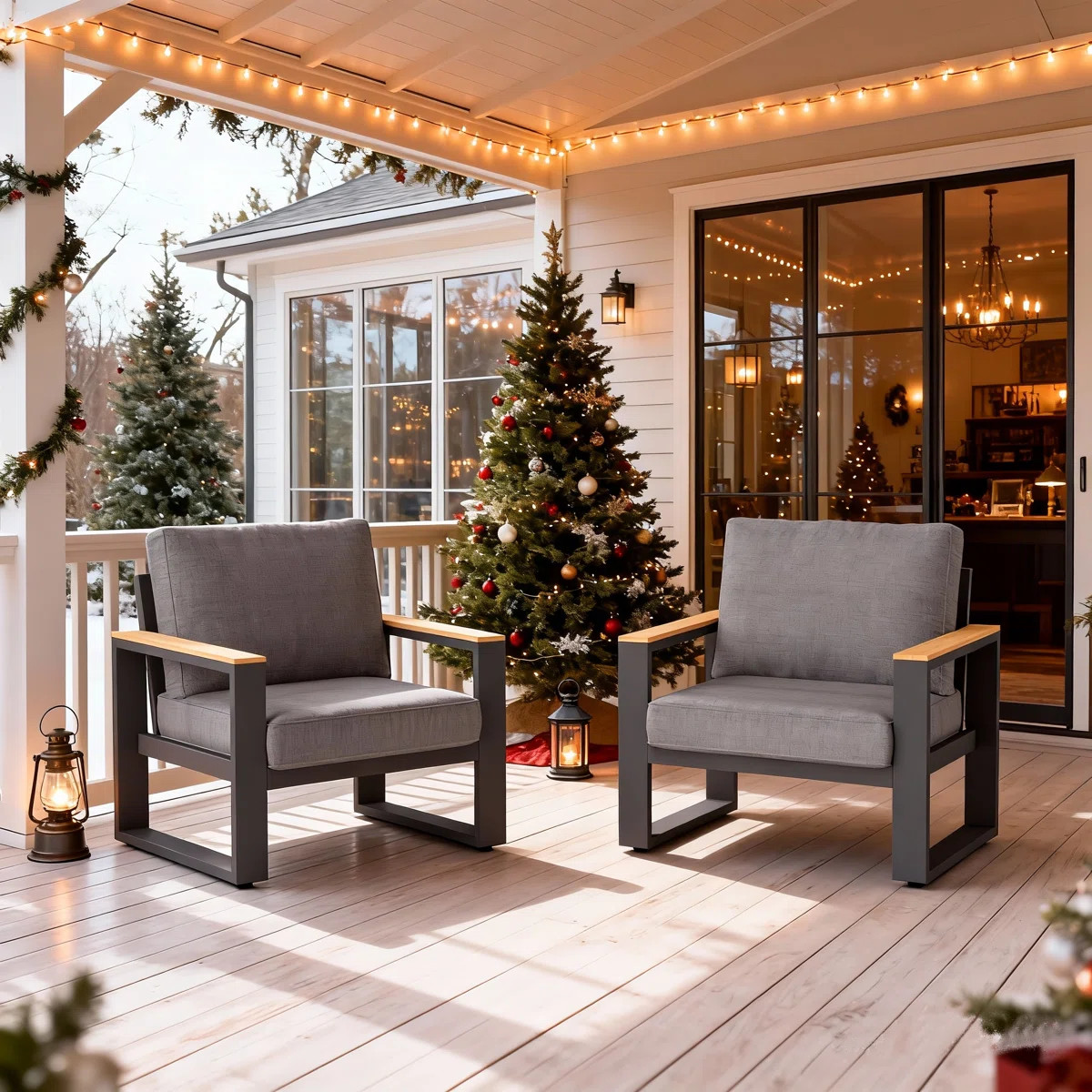 Brandtley Aluminum Patio Chair with Cushions (Set of 2) | Wayfair North America