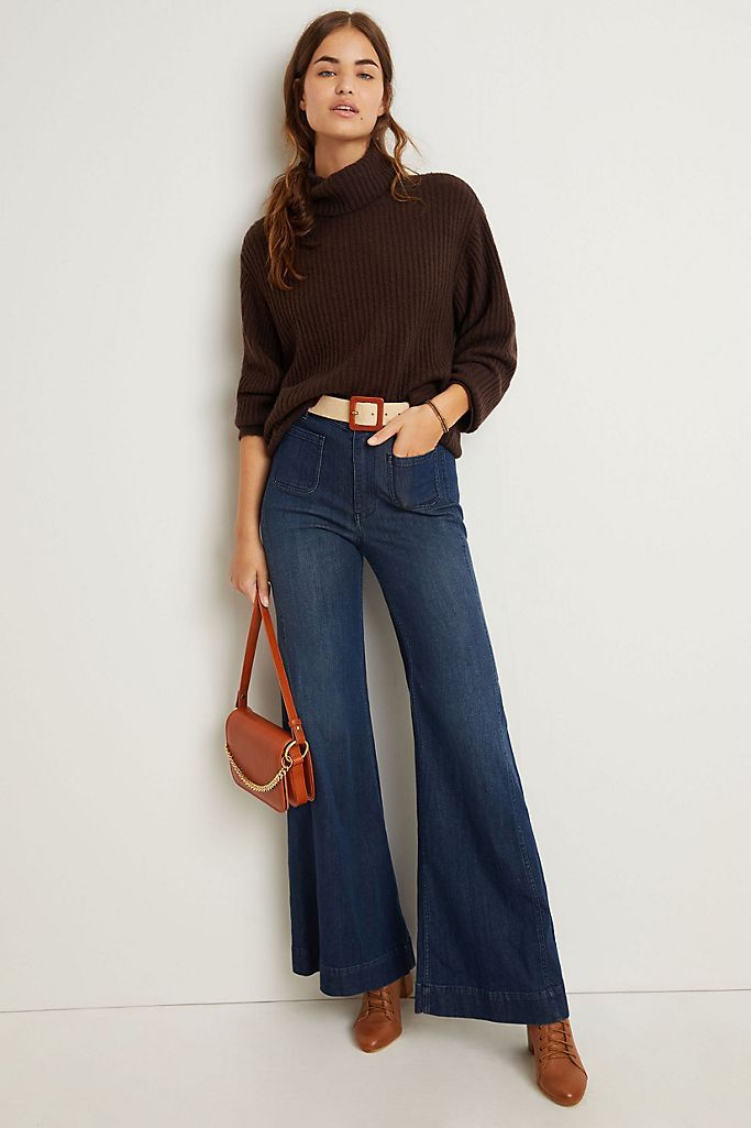 Pilcro Patch-Pocket Ultra High-Rise Flare Jeans | Anthropologie (US)