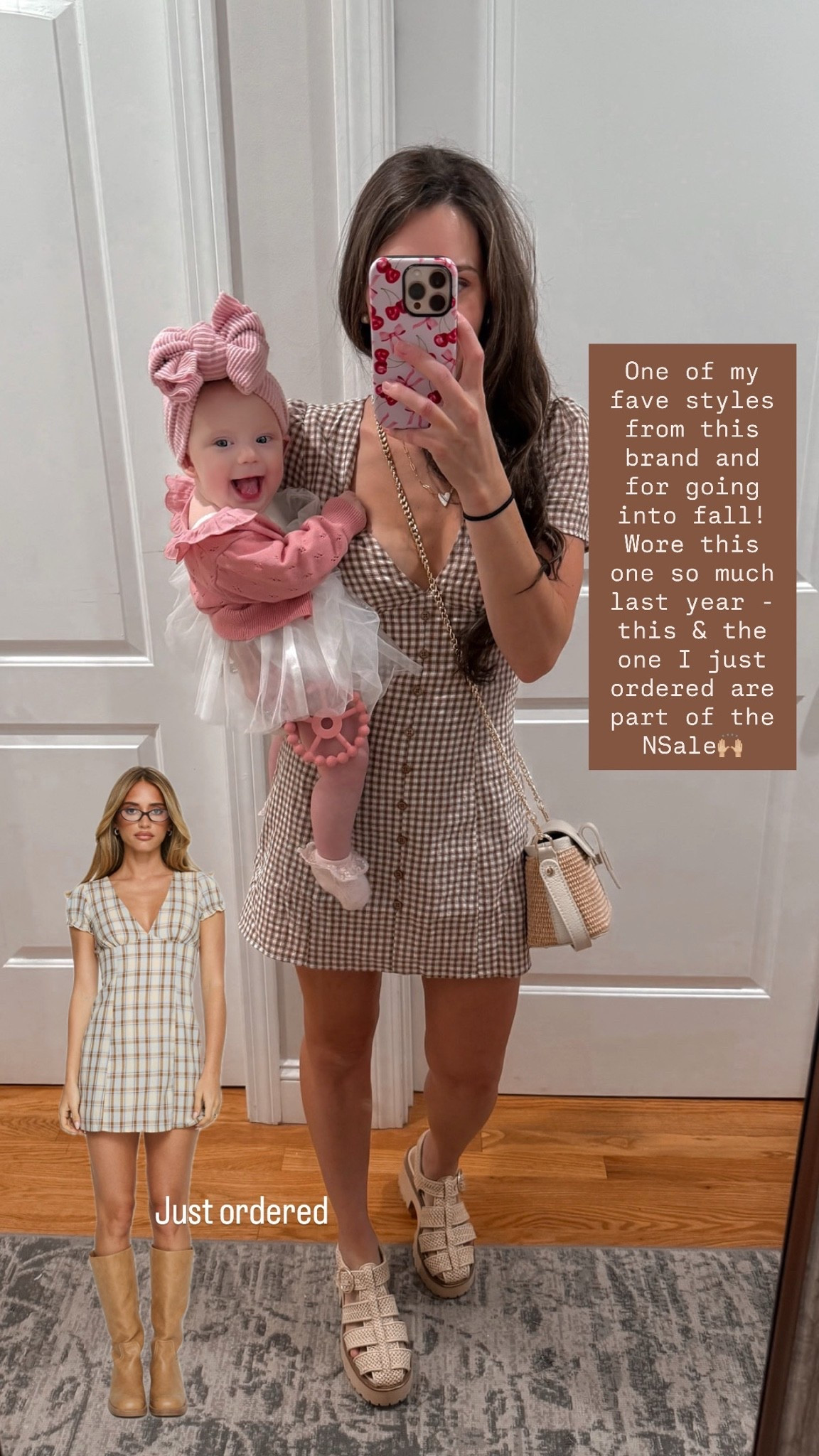 Mom outfit ; date night outfit ; gingham dress ; fall outfit ; fall transition outfit ; Nordstrom anniversary sale favorite ; NSale dress ; plaid romper ; must have boots ; late summer outfit idea ; mom date outfit

#LTKmomlife #LTKSeasonal #LTKPetite