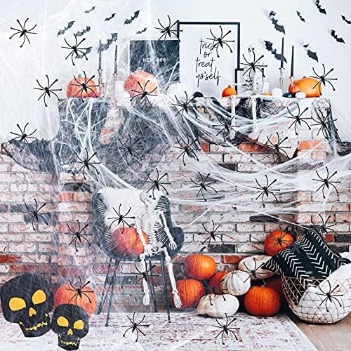 1000 Sqft Halloween Spider Web Decorations With 100 Fake Spiders Spooky Spider Webbing Halloween ... | Amazon (US)